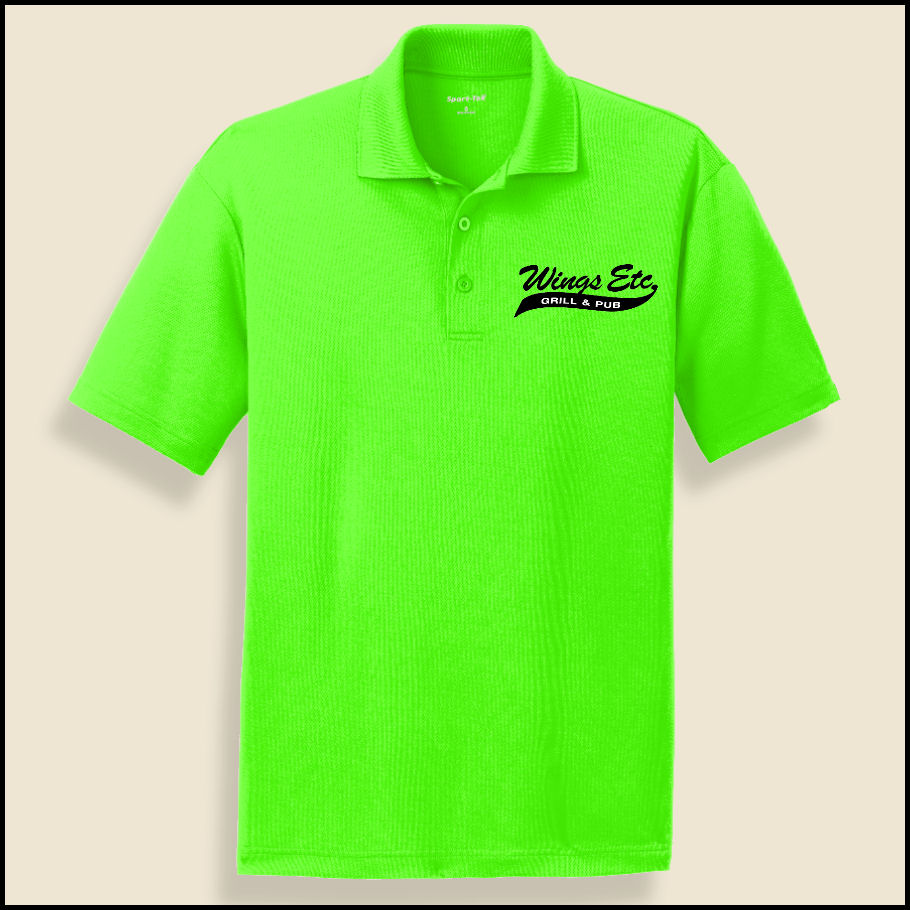 Neon Green Wings Etc. 100% Poly/Mesh Sport Shirt